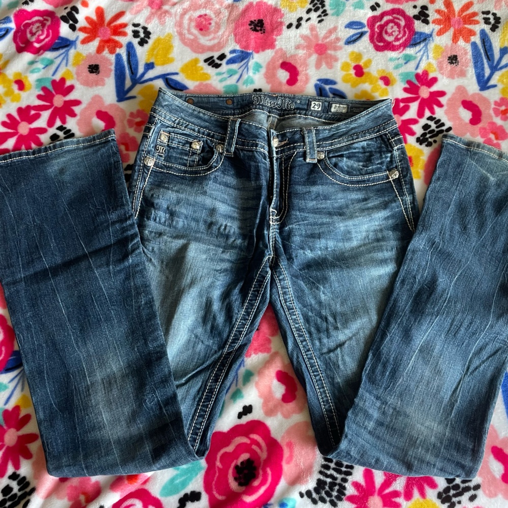 Miss Me Bootcut Jeans – Classic Blue Denim – Signature Detailing